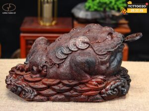 Cóc Thiềm Thừ Tài Lộc Gỗ Trắc