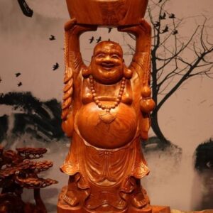 Tượng Di Lặc Dâng Vàng Gỗ Hương 80