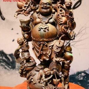 Di Lặc Ngũ Phúc Đứng Bao Tiền Gỗ Trắc