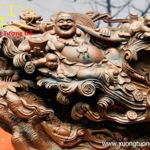 Di Lặc Ngũ Phúc Vác Gậy Như Ý Gỗ Trắc