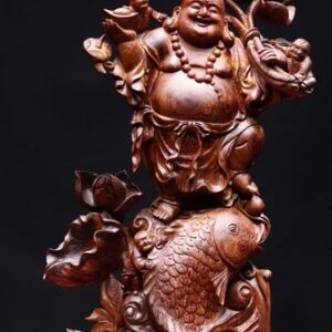 Di Lặc tam tiểu cá chép gỗ cẩm lai