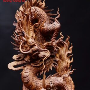 Đạt Ma ngự song long gỗ sưa đỏ