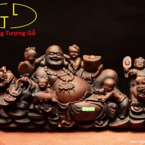 Di Lặc ngũ tiểu song nghê gỗ trắc.