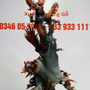 Phượng Hoàng lửa hoa phù dung gỗ trắc