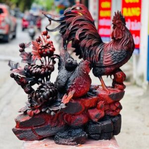 Gia Đình Gà Gỗ Trắc đỏ đen