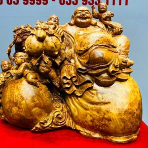 Di Lạc Ngũ Tiểu Cành Đào Ngồi Bao Tiền Gỗ Nu Ngọc Am
