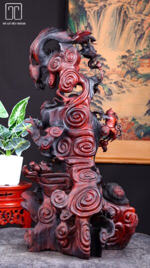 Di Lạc Nhất Long Tam Tiểu Đứng Sen Gỗ Trắc