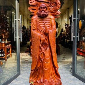 Đạt Ma ngự song long gỗ hương.