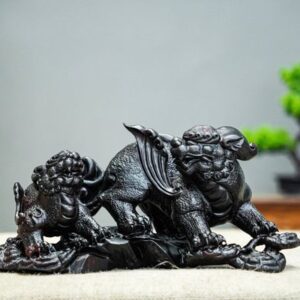 lân sư mẫu tử gỗ trắc